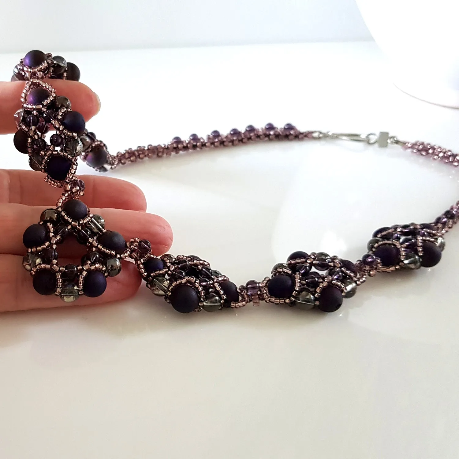 Evening Wonder - Purple Agate Gemstone Beaded Necklace | KJ-330N Handmade Necklace