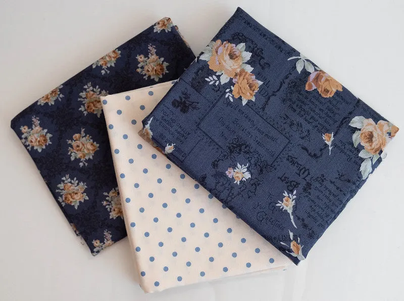 Fabric Bundle of 3 Half-Yards from Antique Rose and Durham Collections, From Lecien, Japan