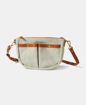 Front Pocket Canvas Crossbody Bag - Beige
