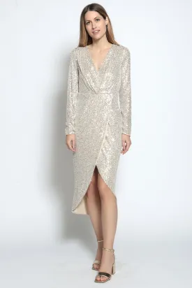 Full Sleeve Sequin dress with plunge neck