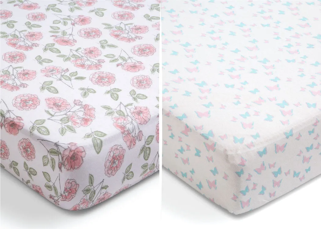 Garden Party Fitted Crib Sheets - 2 Pack