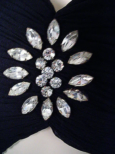 *GLAMOROUS SHERRI HILL SILK SPARKLING RHINESTONE CUT-OUT PAGEANT EVENING GOWN