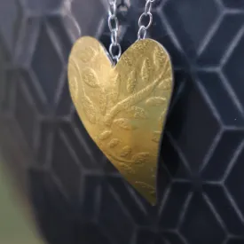 Golden Leaf Heart Pendant