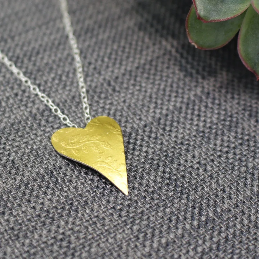 Golden Leaf Heart Pendant