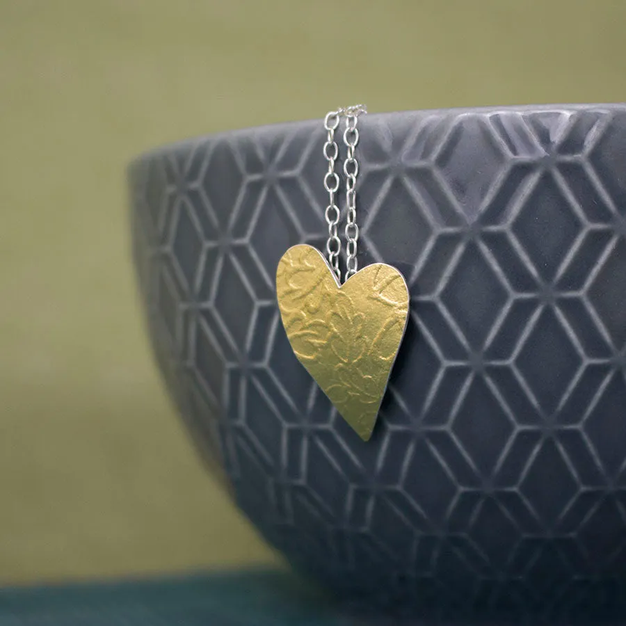 Golden Oak Heart Pendant