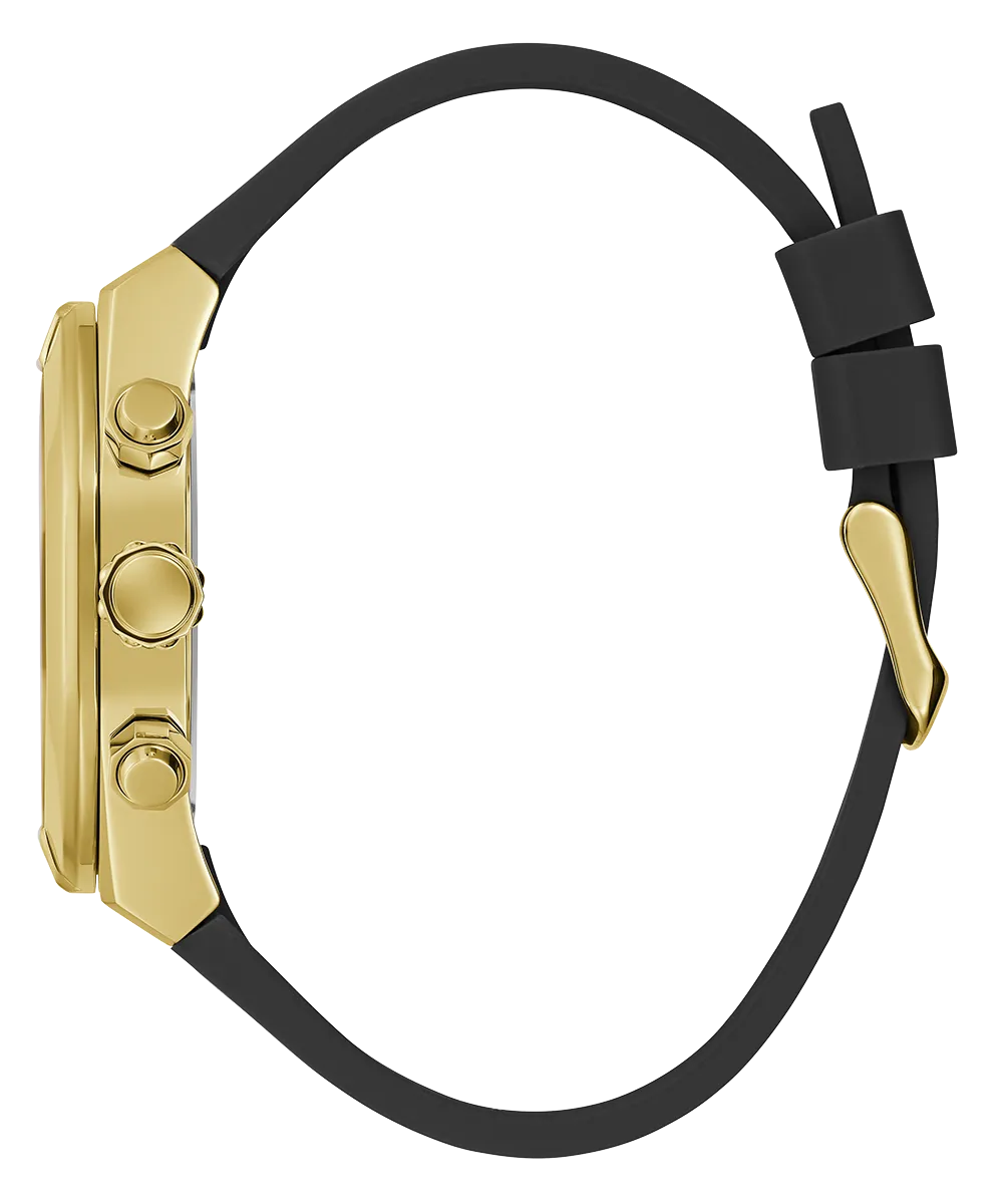 GUESS Mens Black Gold Multi-function Watch