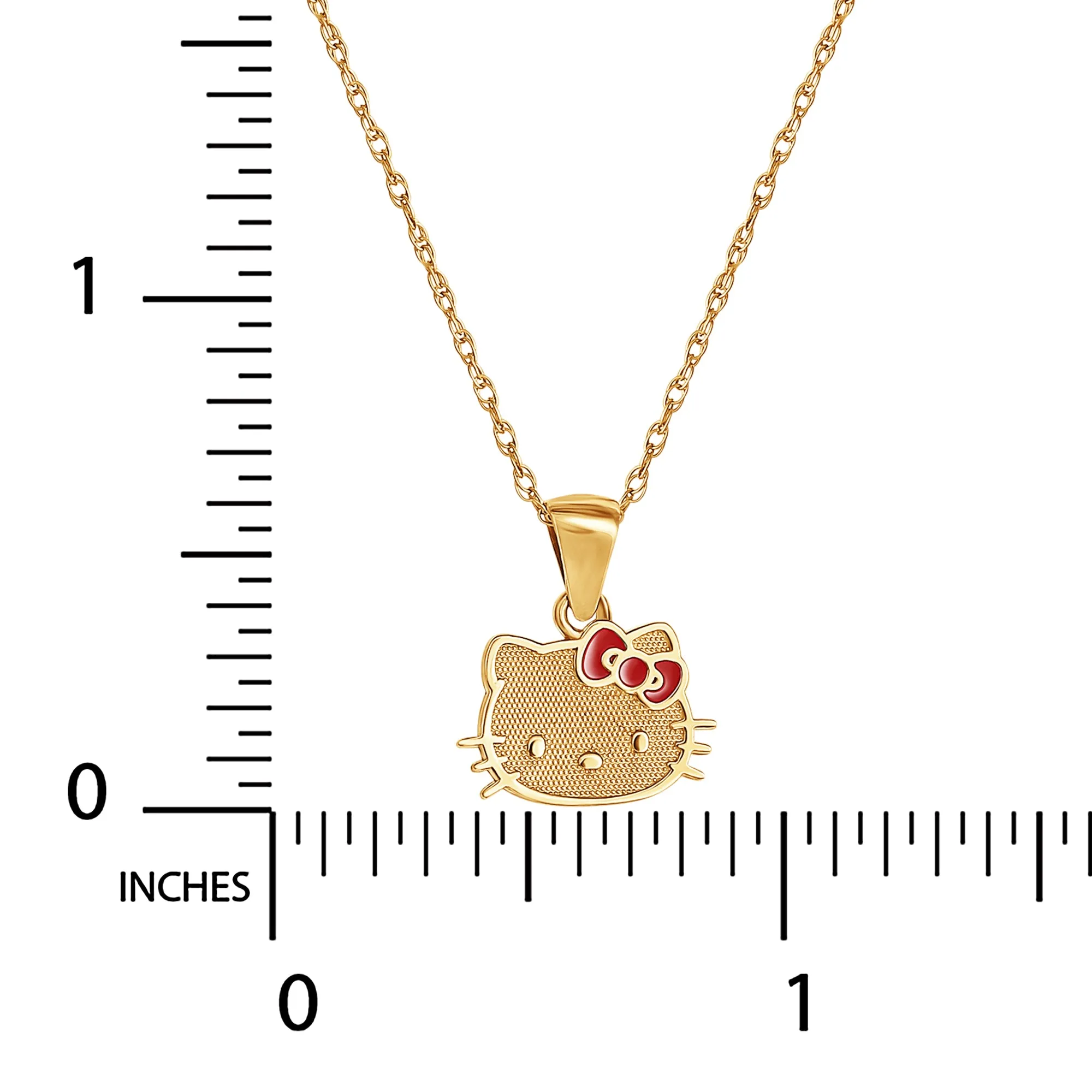 Hello Kitty 10K Yellow Gold Necklace With Enamel Bow