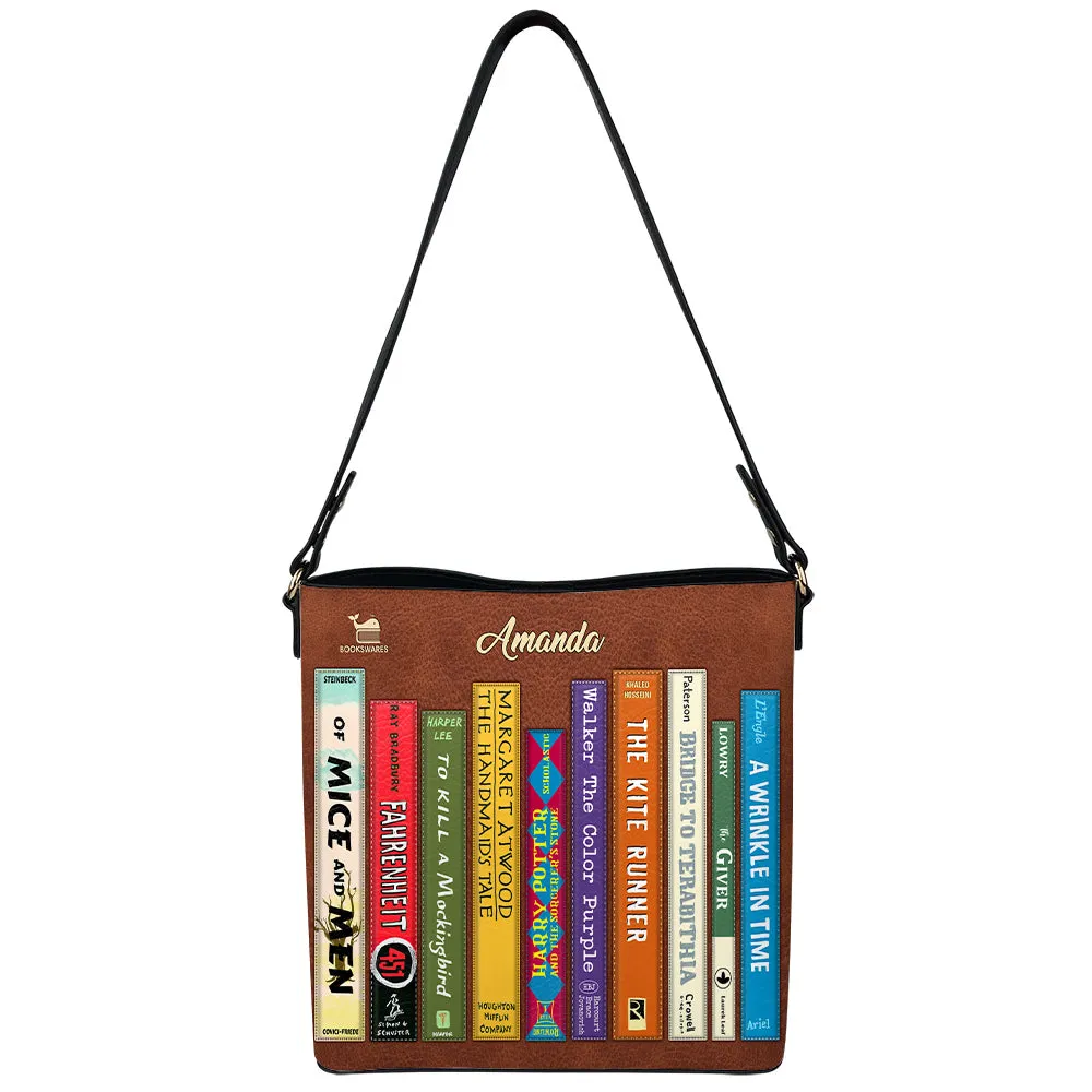 I Read Banned Books Leather Brown Bucket Bag Book Lovers Gift LBM01