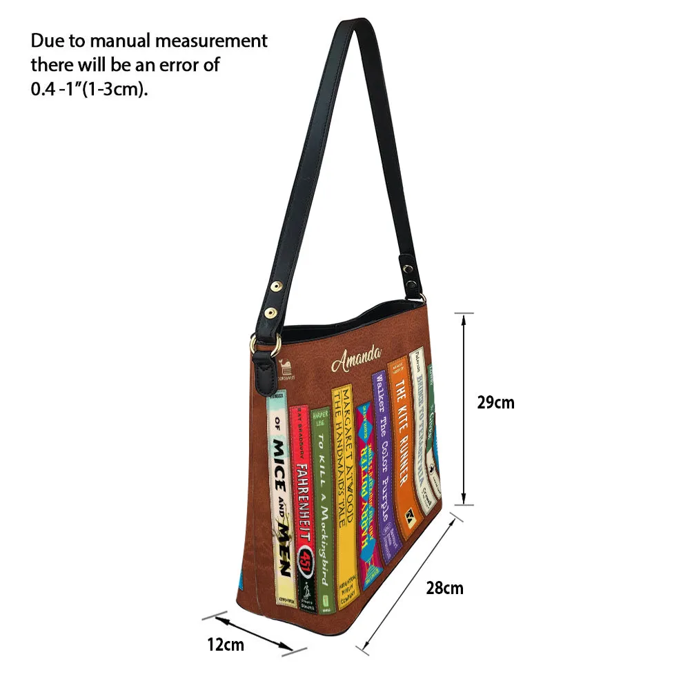 I Read Banned Books Leather Brown Bucket Bag Book Lovers Gift LBM01