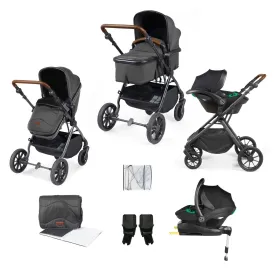 Ickle Bubba Cosmo All-in-One I-Size Travel System with Isofix Base in Black/Graphite Grey