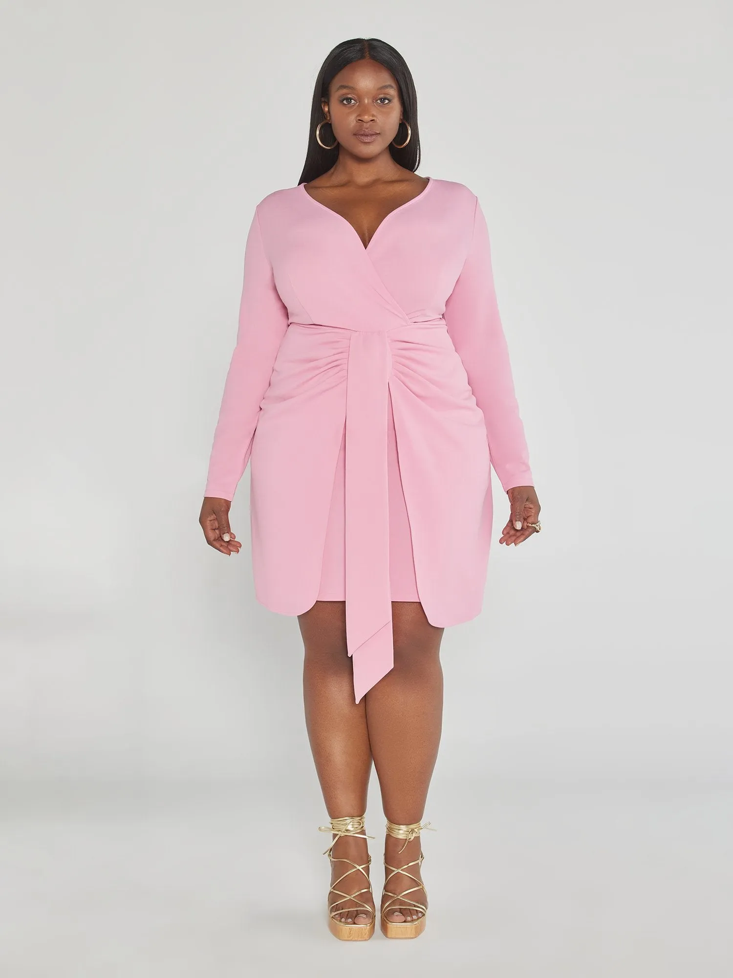 Jenna Tie Front Faux Wrap Dress