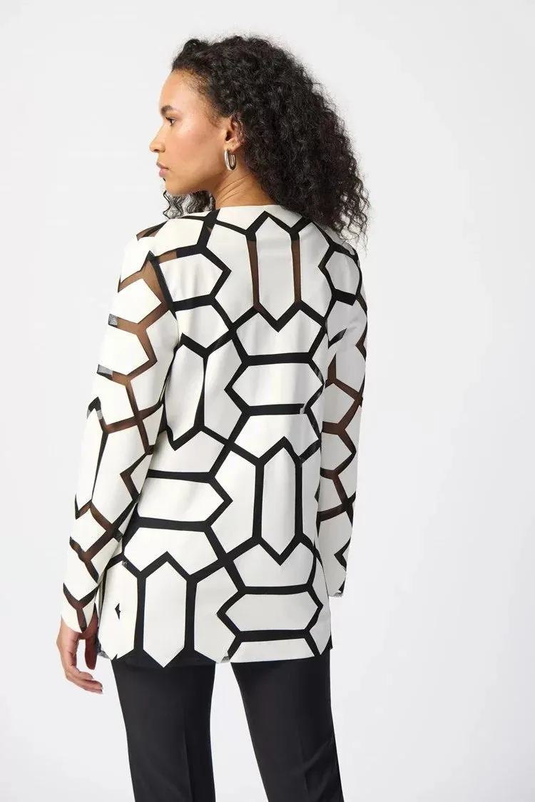 Joseph Ribkoff Ladies Laser-Cut Leatherette on Mesh Jacket