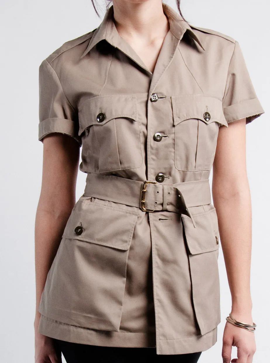 Khaki RAF Short Sleeve Safari Shirt w/ belt