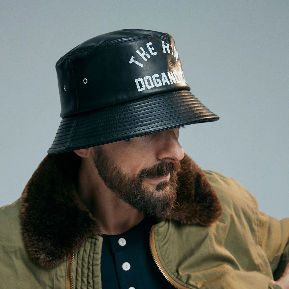 LEATHER HAT - Black