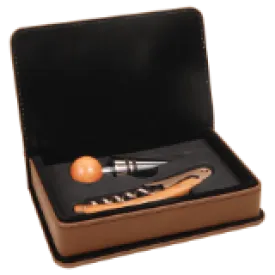 Leatherette 2-Piece Wine Tool Set