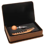 Leatherette 2-Piece Wine Tool Set