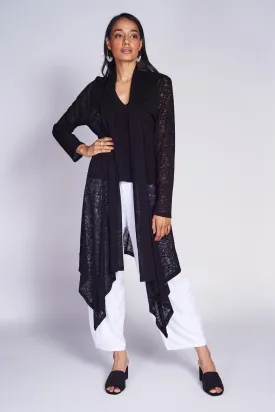 Long Cardigan Textured Mesh knit