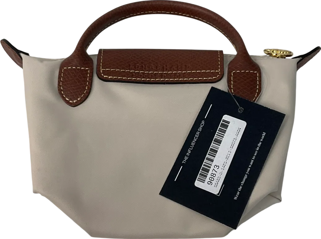 Longchamp Cream / Tan Embossed Le Pliage Original Pouch Bag