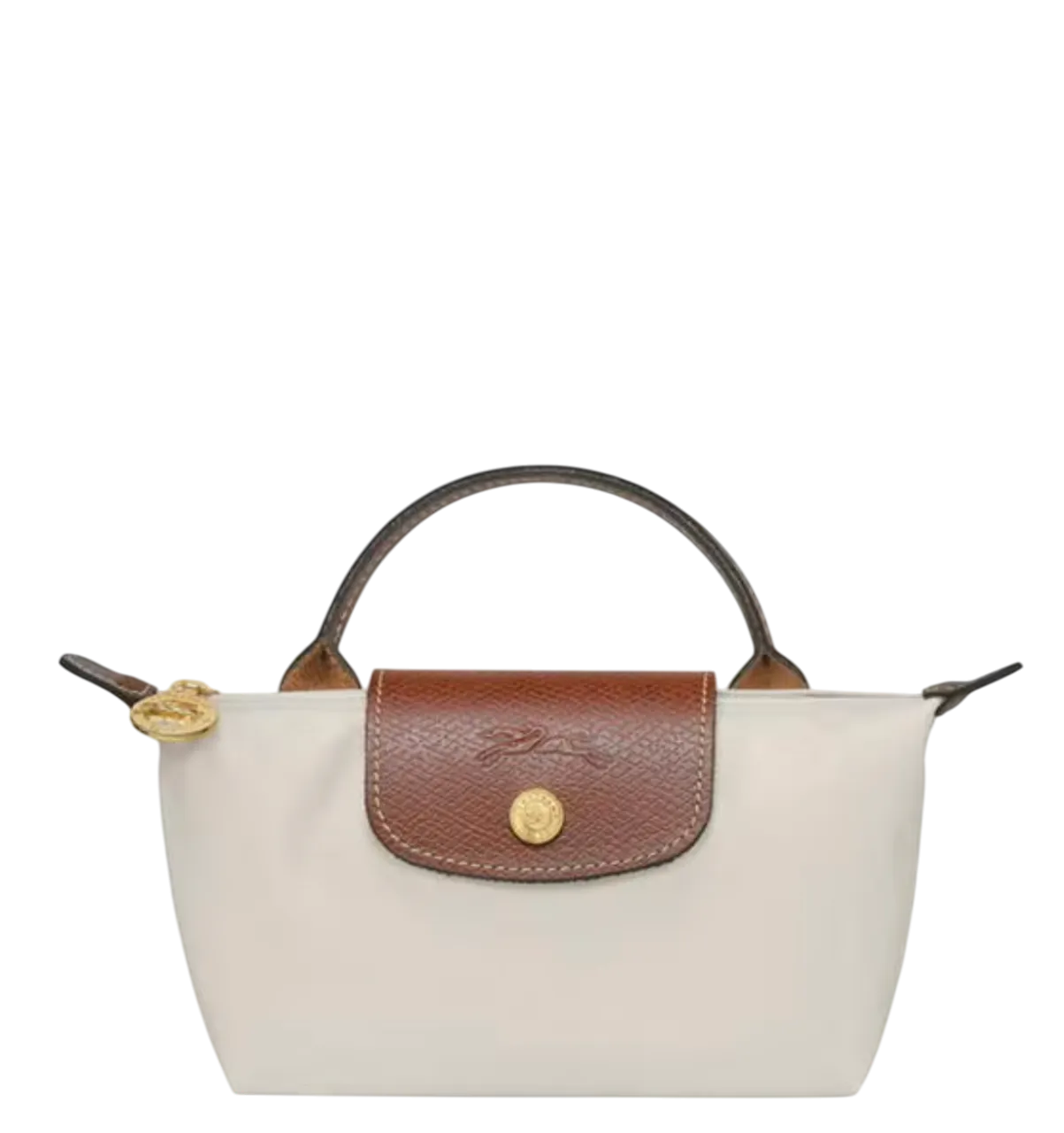 Longchamp Cream / Tan Embossed Le Pliage Original Pouch Bag