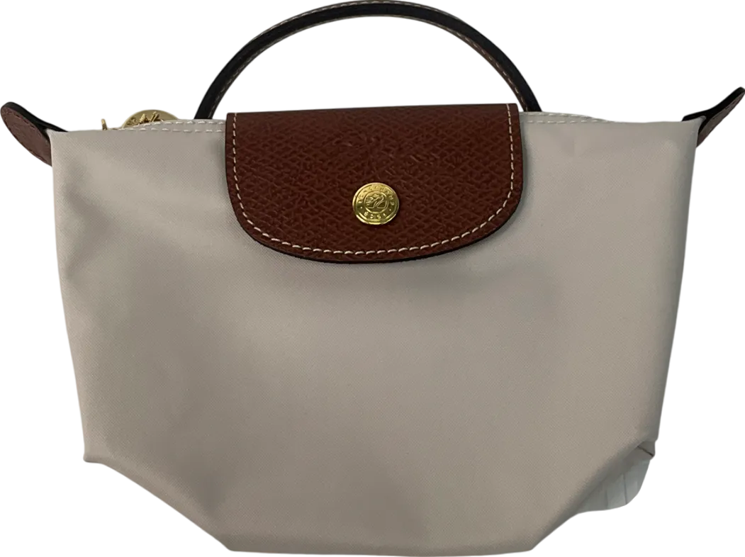 Longchamp Cream / Tan Embossed Le Pliage Original Pouch Bag