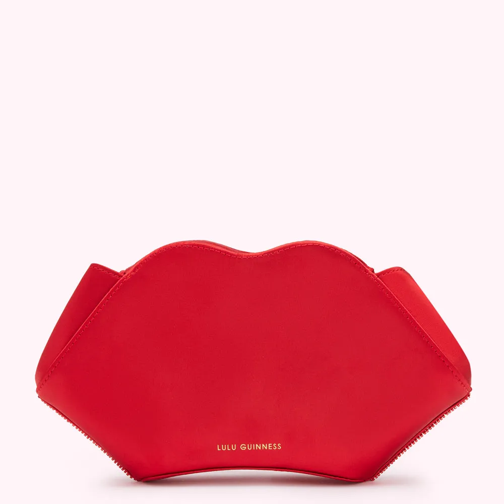 LULU RED BEADED LIP FAYE CLUTCH