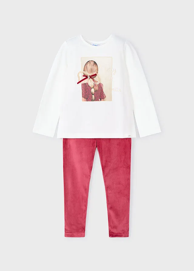 Mayoral 4705 047 - Cherry Velvet Legging Set
