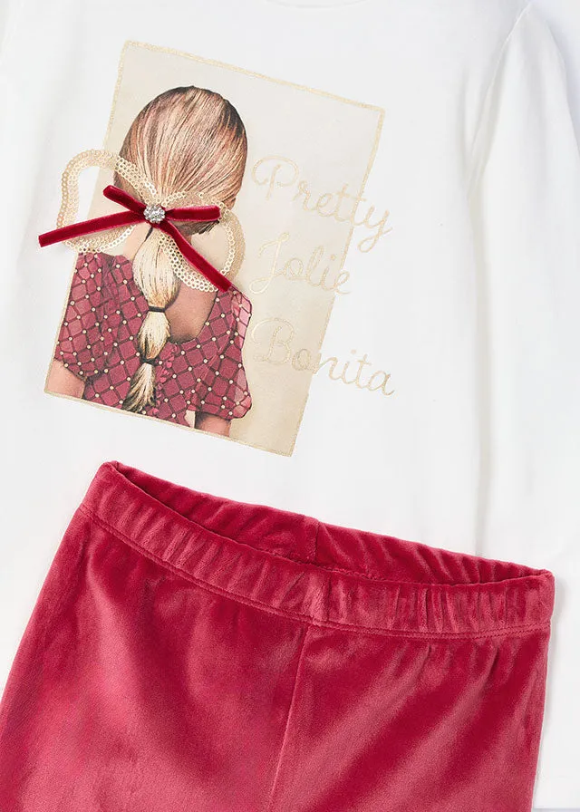 Mayoral 4705 047 - Cherry Velvet Legging Set