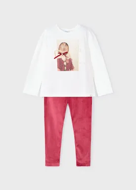 Mayoral 4705 047 - Cherry Velvet Legging Set