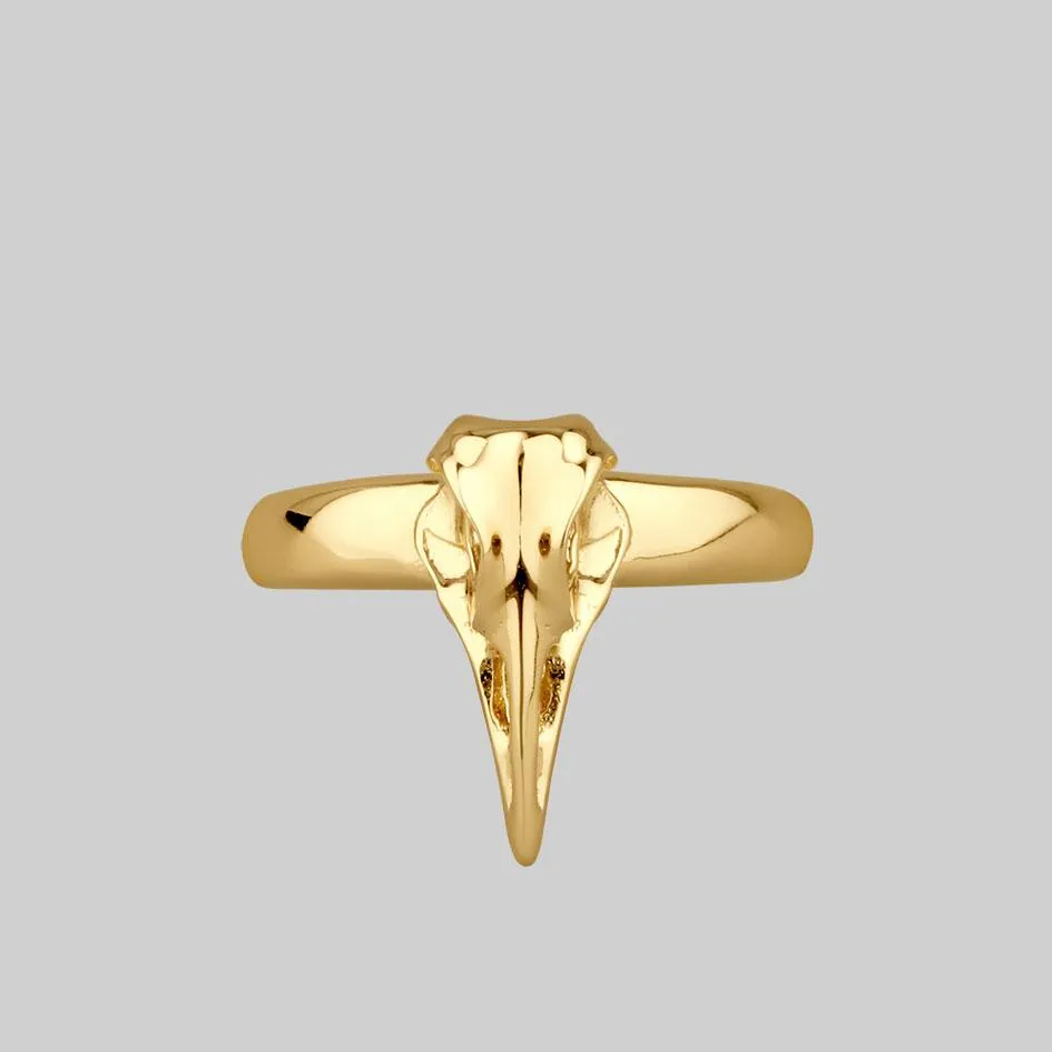 MERLA. Gold Raven Skull Ring