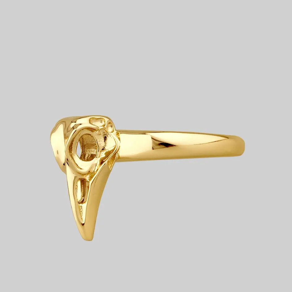 MERLA. Gold Raven Skull Ring
