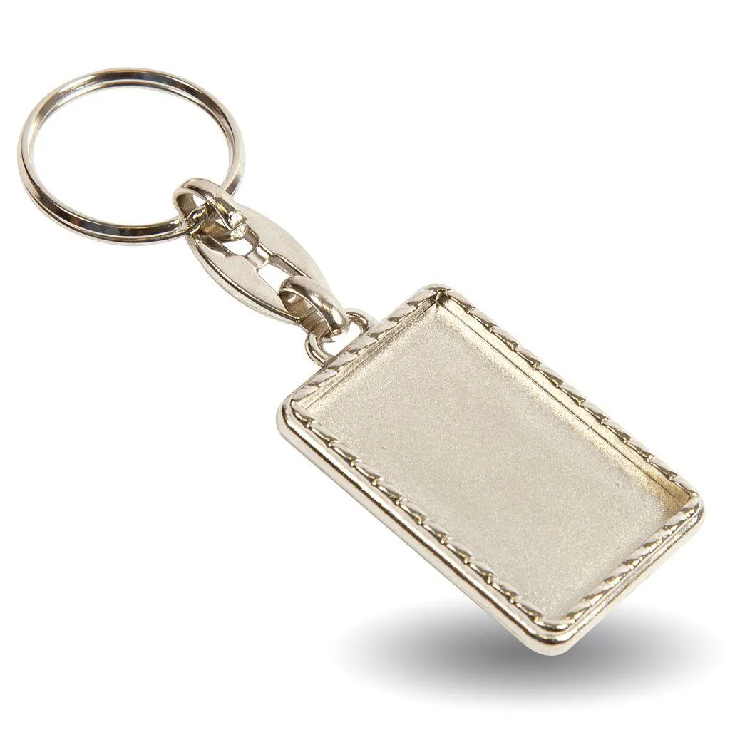 MG-40D Rectangular Blank Metal Photo Insert Keyring - 40 x 25mm - Pack of 10