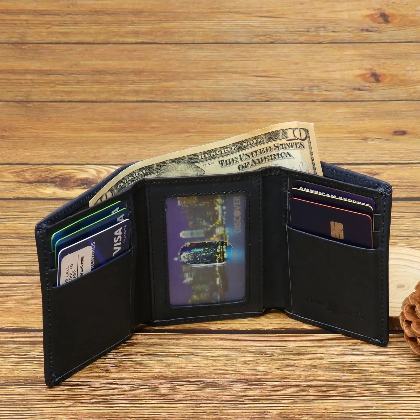 Montana West Genuine Leather Men's Tri-Fold Wallet