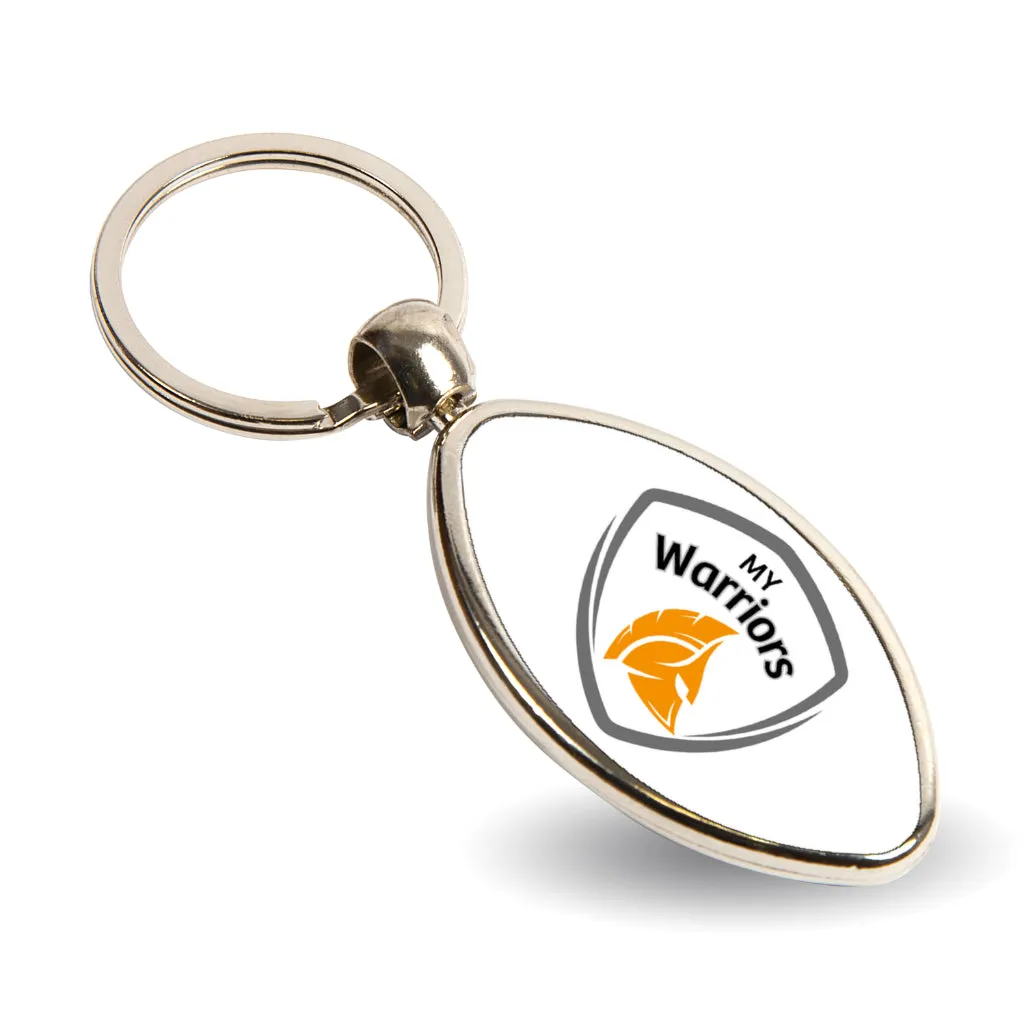 MRB Rugby Shaped Oval Blank Metal Photo Insert Keyring - 33 x 24mm - Pack of 10
