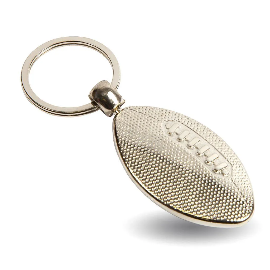 MRB Rugby Shaped Oval Blank Metal Photo Insert Keyring - 33 x 24mm - Pack of 10