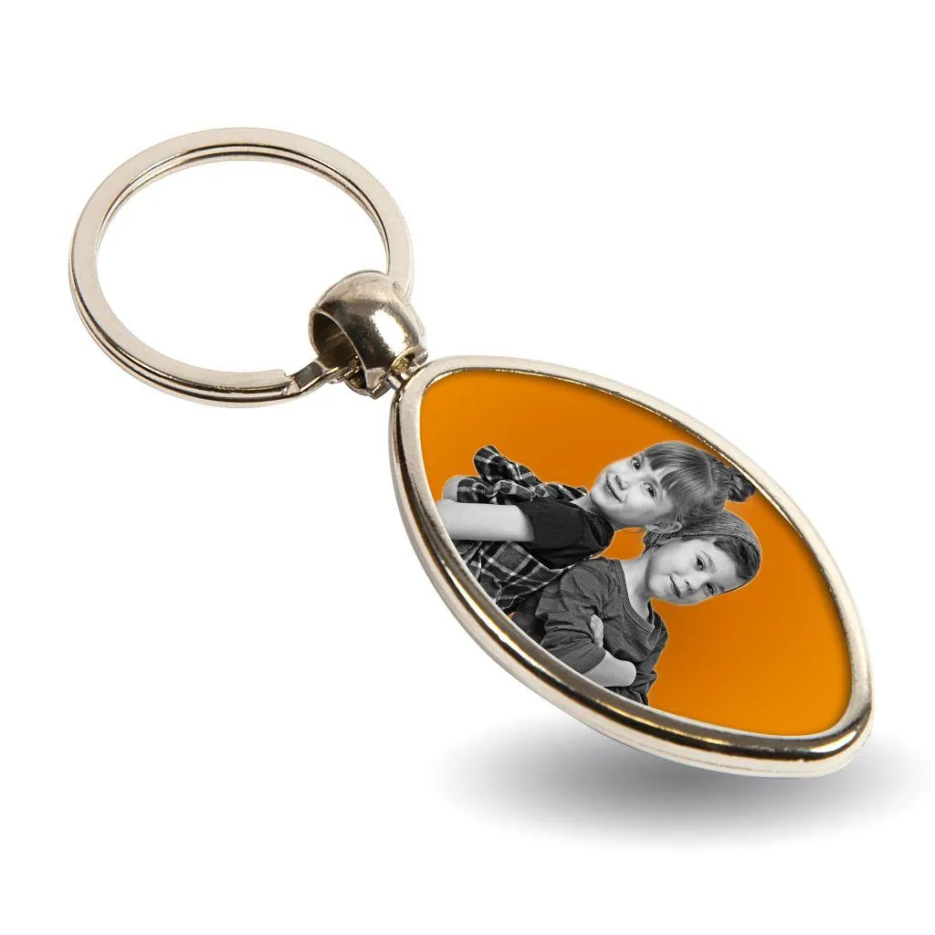 MRB Rugby Shaped Oval Blank Metal Photo Insert Keyring - 33 x 24mm - Pack of 10
