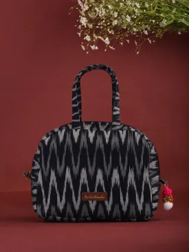 Navy Grey Ikat Bucket Style Hand Bag - B0706