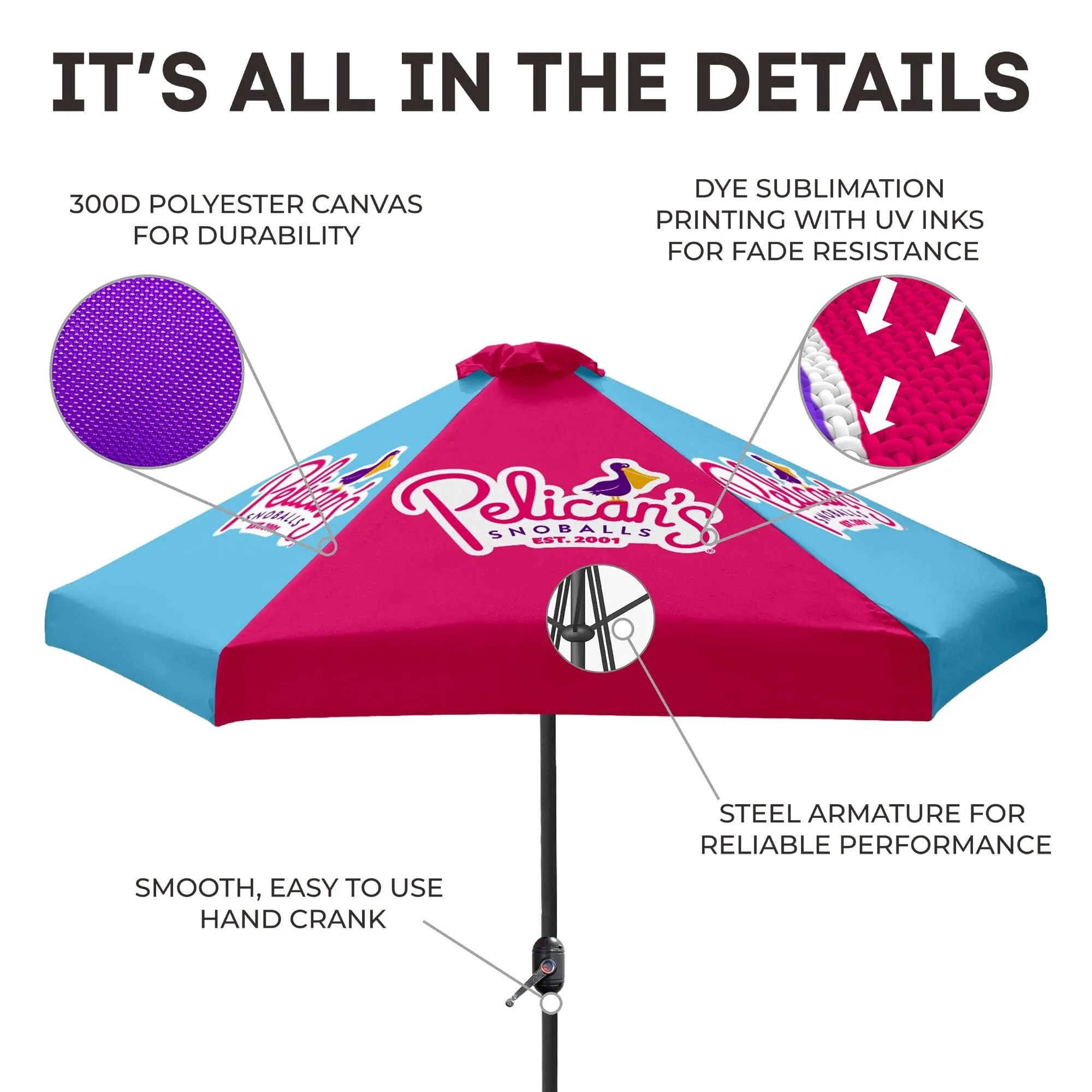 Pelican's Snoballs Large Market Umbrella (6-Panel)