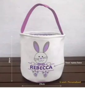 Personalise Purple Easter Basket Bunny Bags / Bucket x1 pc
