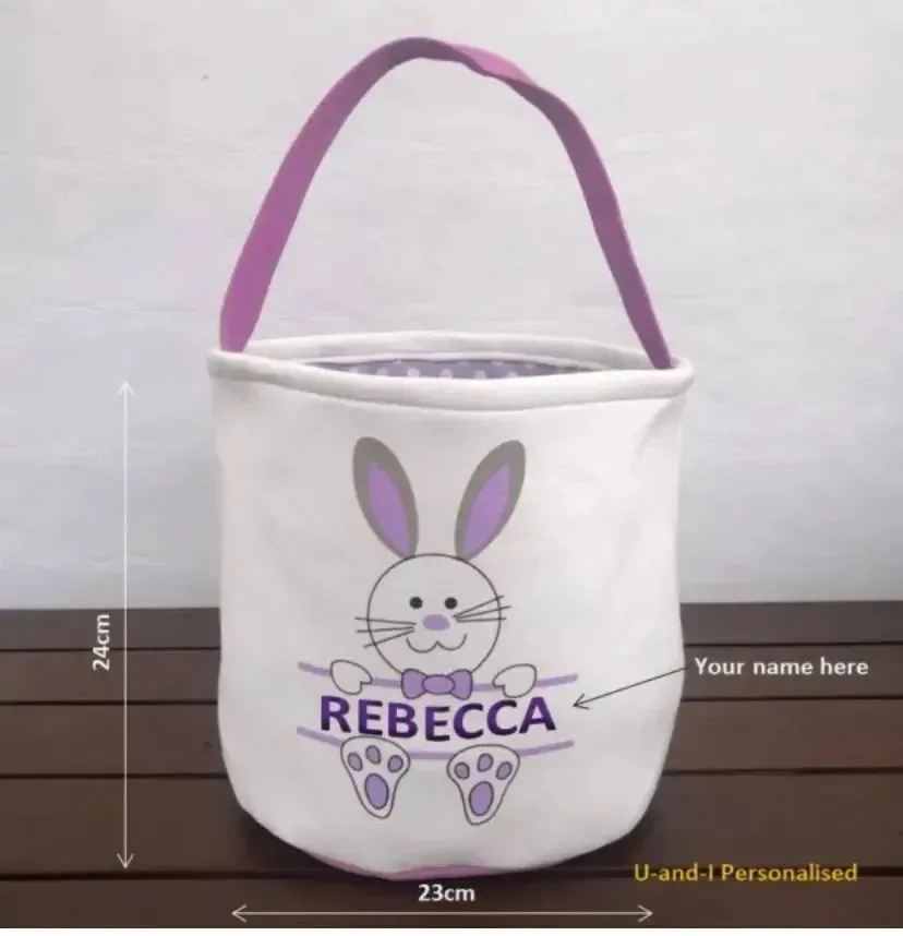 Personalise Purple Easter Basket Bunny Bags / Bucket x1 pc