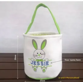 Personalised Green Easter Basket Bunny  Bucket x1 pc
