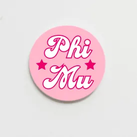 Phi Mu Written in the Stars Greek Button - 2.25 inch