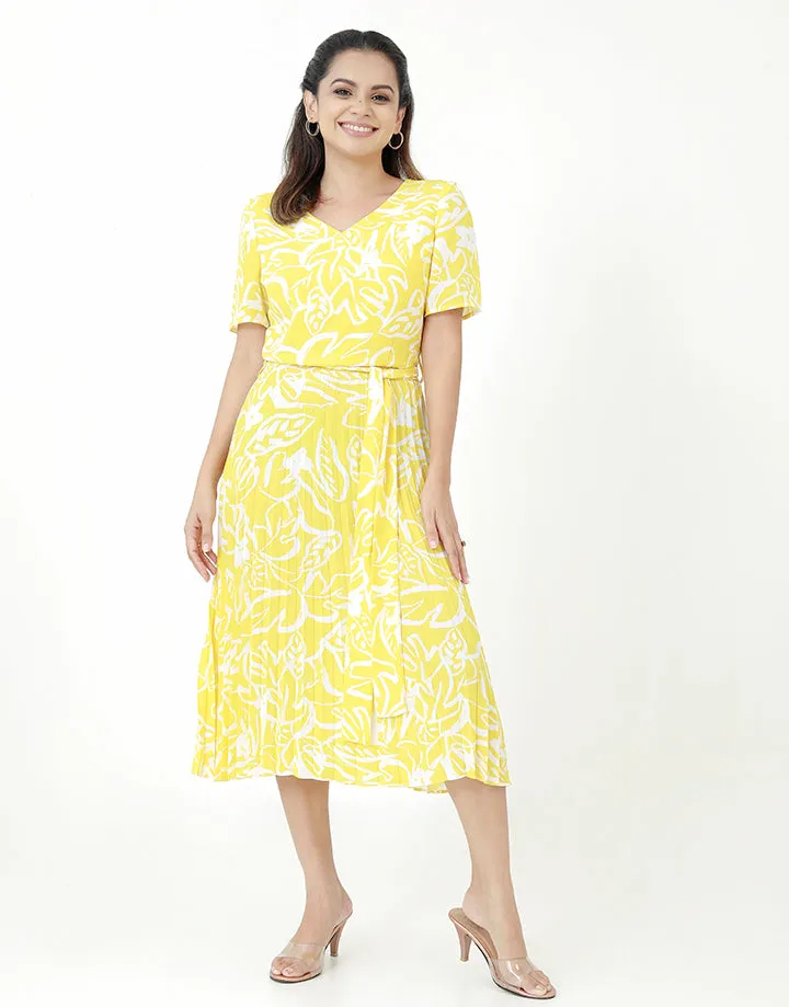 Printed Permanent Pleated Dress