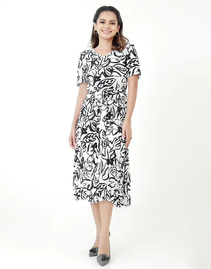 Printed Permanent Pleated Dress