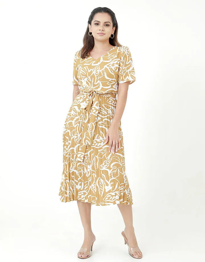 Printed Permanent Pleated Dress