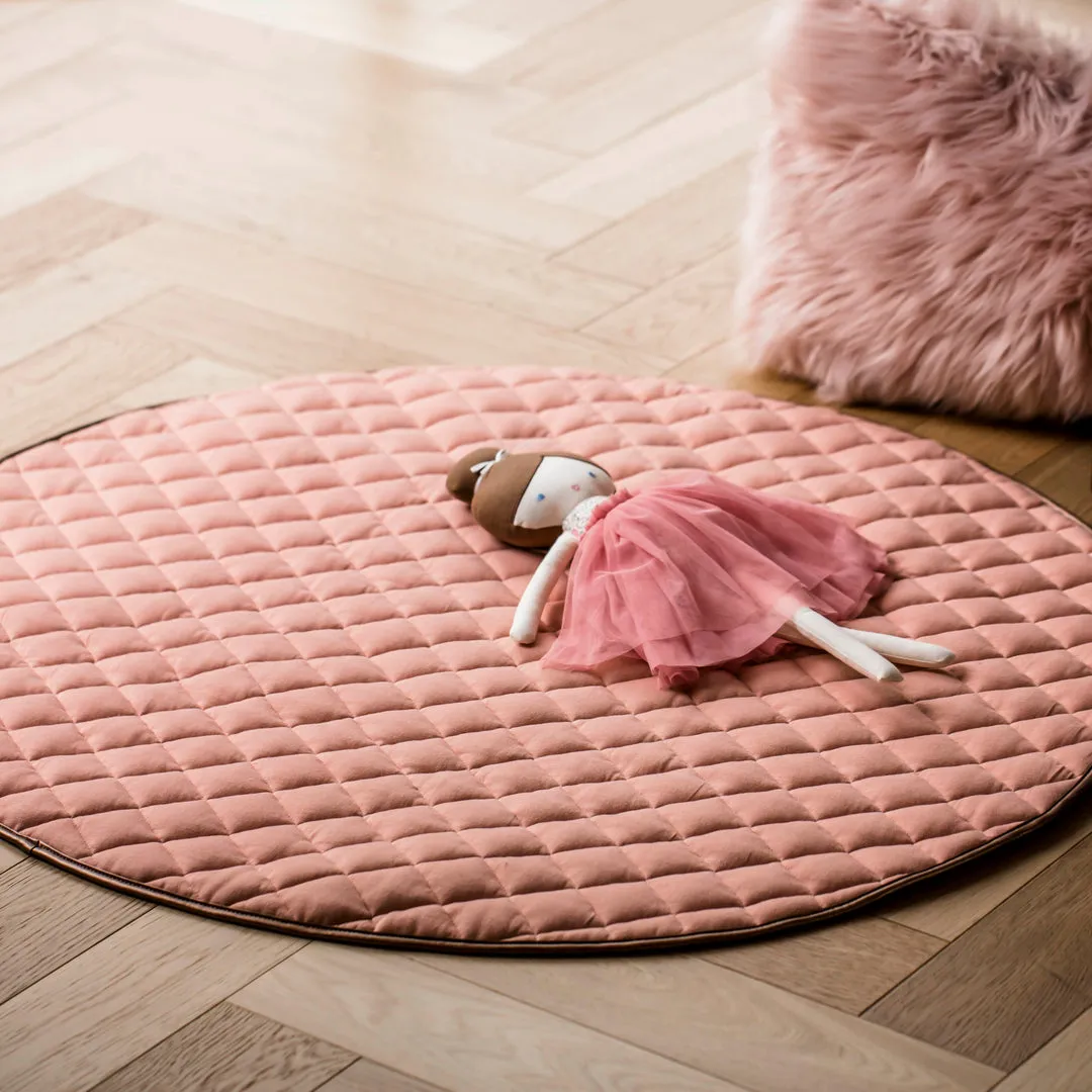 Quilted Cotton Playmat - Dusty Pink