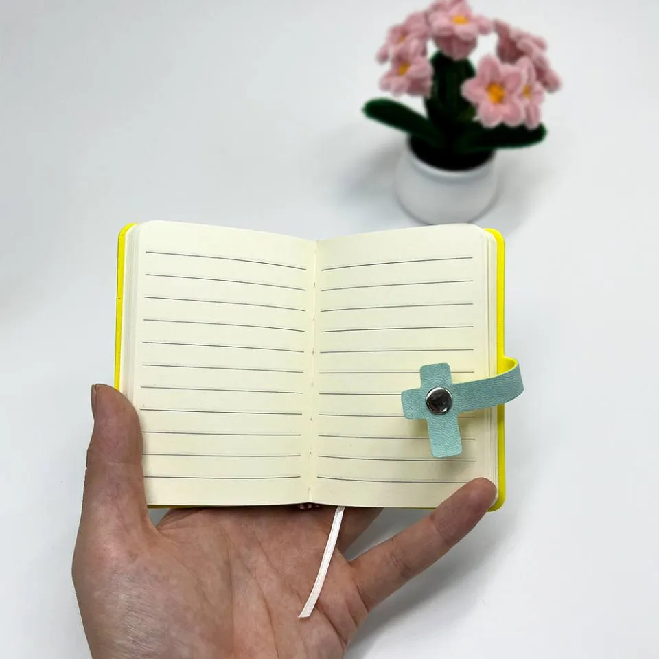 "Faith, Hope, Love" Cross-Embossed Mini Notebook with Snap Closure, Pocket-Sized Journal, Four Color Options