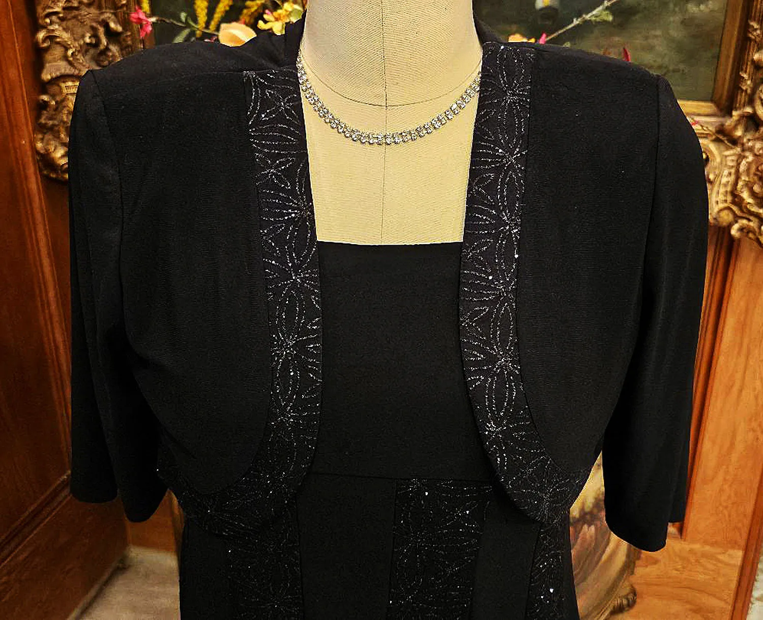 R & M RICHARDS SPARKLY COCKTAIL DRESS WITH BOLERO JACKET - WORN ONCE FOR AN HOUR