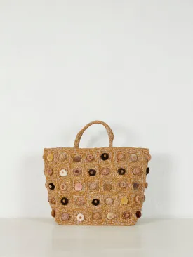 Raffia Basket with Large Velvet Bobbles