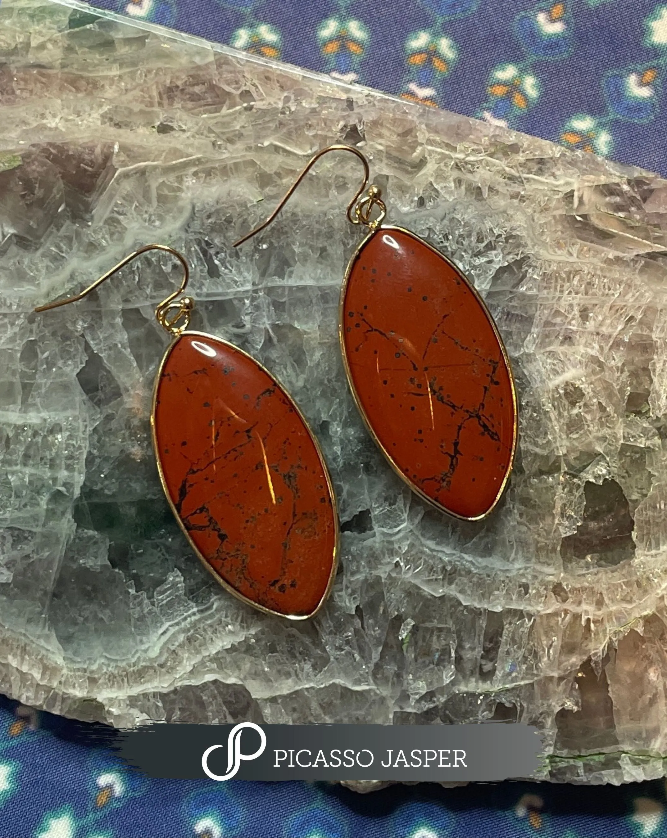 Red Jasper Tear Drop, Earrings, Reiki Infused