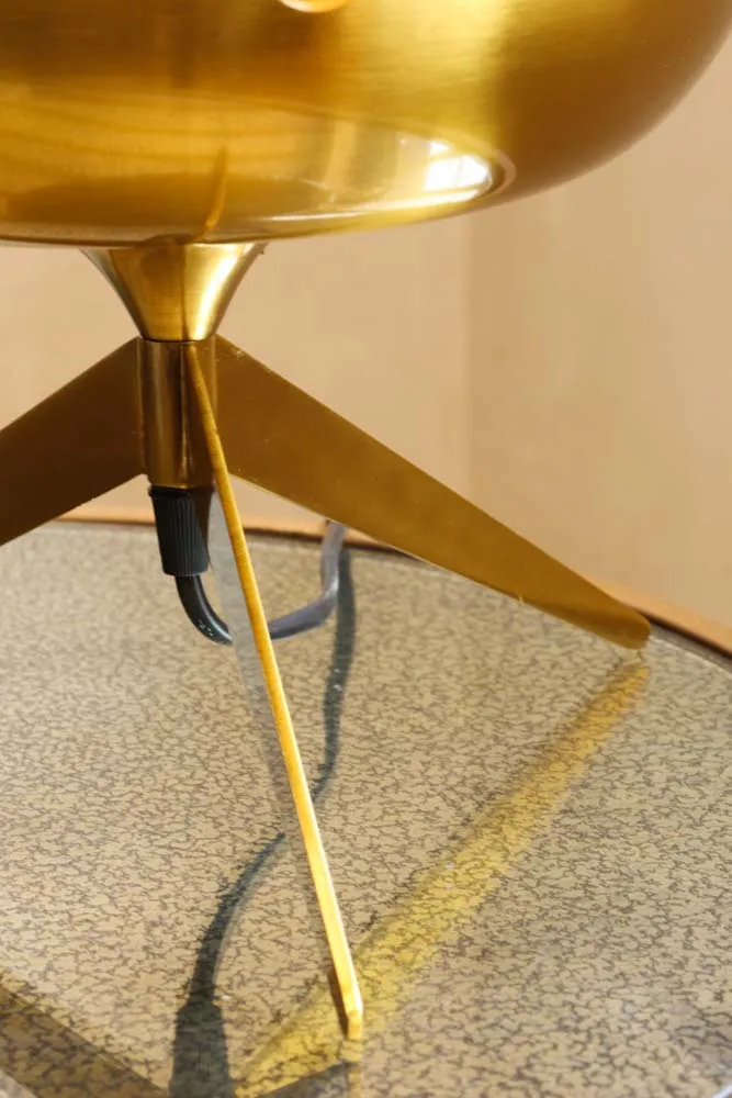 Retro Golden Glass Tripod Table Lamp